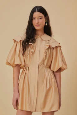  BEIGE SHORT SLEEVE MINI DRESS
