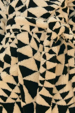  BLACK &AMP; WHITE HEART DECO MAXI FLEECE COAT