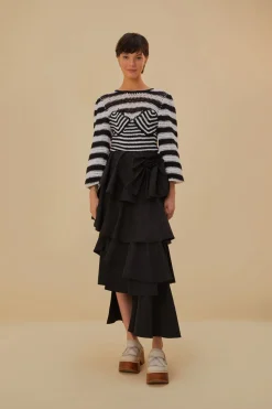  BLACK AND WHITE STRIPES CROCHET BLOUSE