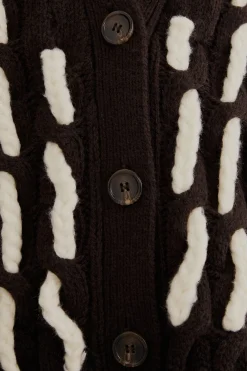  BLACK AND WHITE TEXTURED KNIT CARDIGAN