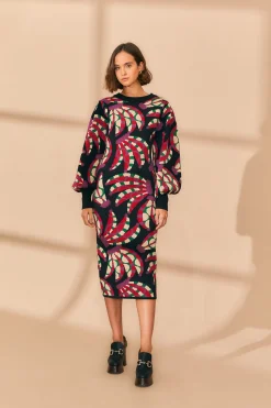 BLACK BANANA DOTS KNIT DRESS