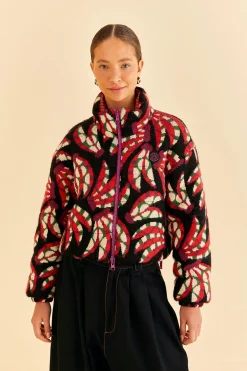 BLACK BANANA DOTS TRICOT REVERSIBLE PUFFER JACKET