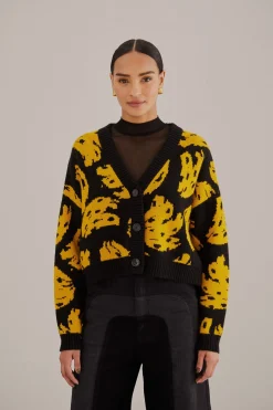 BLACK BOSSA BANANA KNIT CARDIGAN