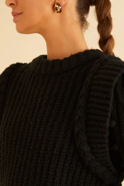  BLACK BRAIDED SWEATER