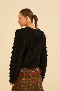  BLACK BRAIDED SWEATER