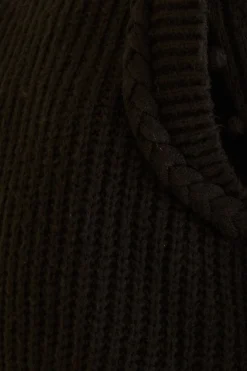  BLACK BRAIDED SWEATER