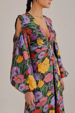  BLACK BUCOLIC GARDEN CUT OUT MAXI DRESS