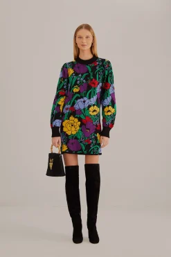  BLACK BUCOLIC GARDEN SWEATER DRESS
