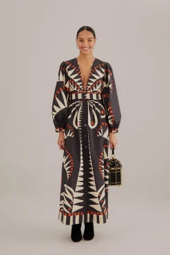 BLACK COCONUT GROVE PUFF SLEEVE MAXI DRESS