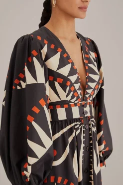  BLACK COCONUT GROVE PUFF SLEEVE MAXI DRESS