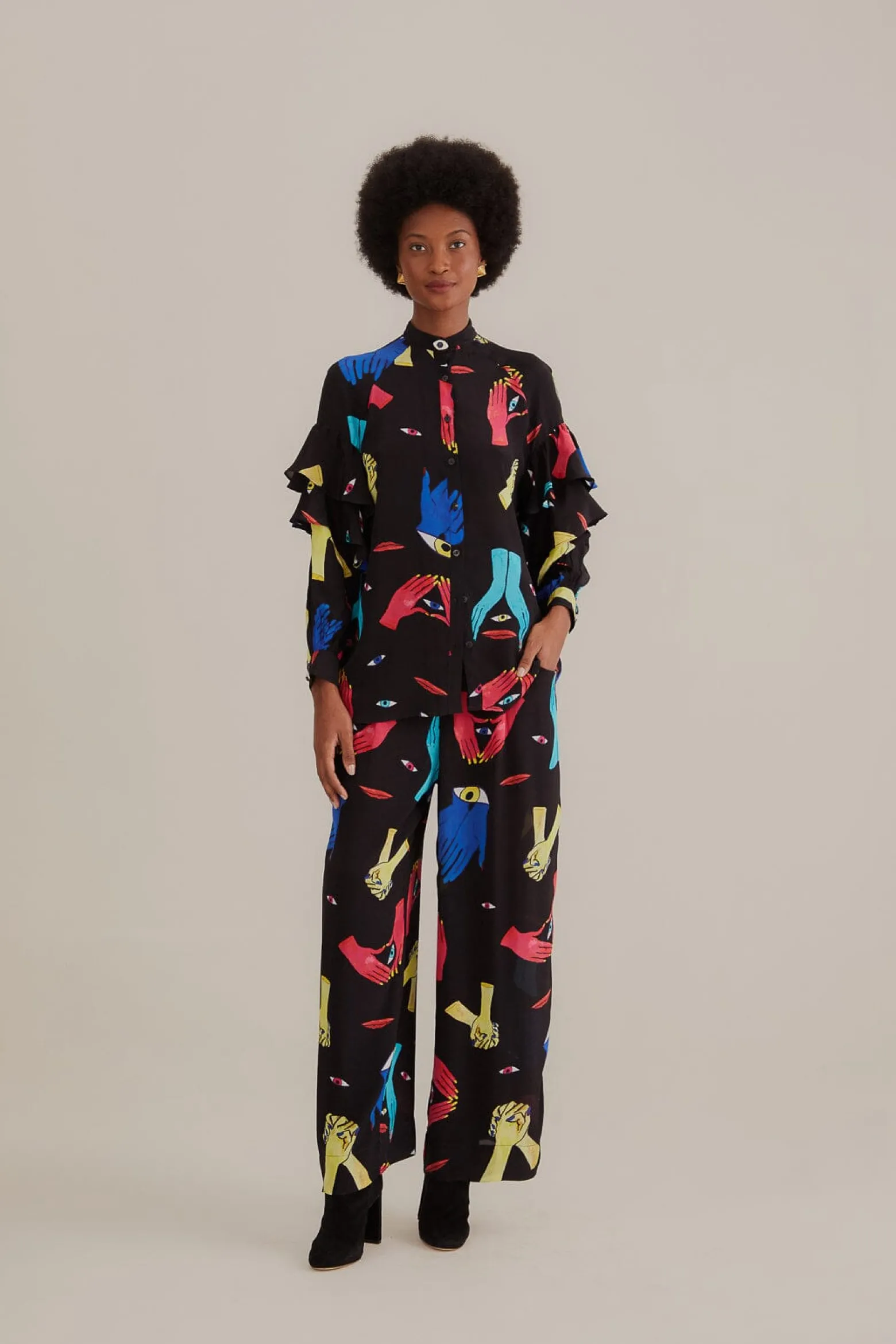 BLACK COLORFUL TOGETHER PANTS