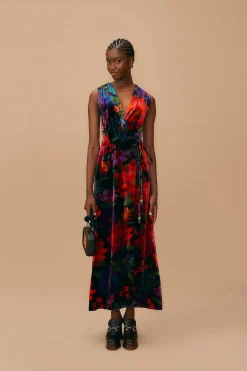  BLACK FLOWER SEASON MAXI WRAP DRESS