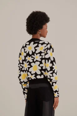  BLACK FLOWERS KNIT CARDIGAN