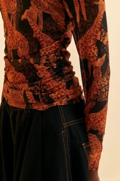 BLACK GIRAFFES TULLE BLOUSE