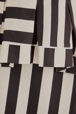  BLACK MIXED STRIPES MIDI SKIRT
