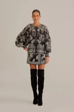  BLACK PAISLEY BLOOM BLOUSE