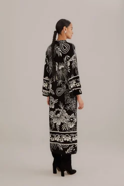 BLACK PAISLEY BLOOM KNIT DRESS