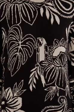 BLACK PAISLEY BLOOM KNIT DRESS
