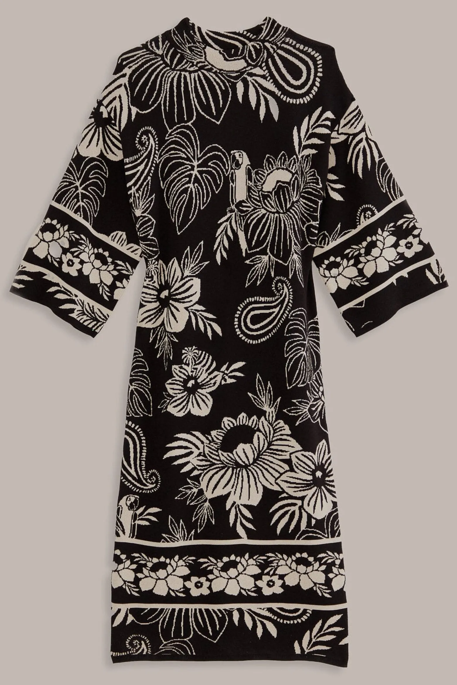 BLACK PAISLEY BLOOM KNIT DRESS