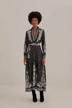 BLACK PAISLEY BLOOM MAXI DRESS