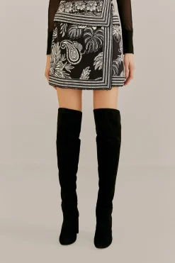  BLACK PAISLEY BLOOM MINI SKIRT