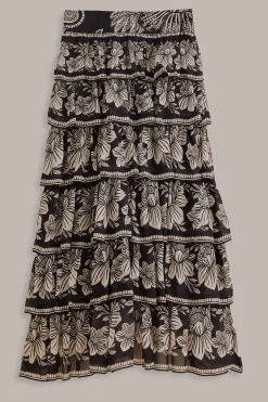 BLACK PAISLEY BLOOM TIERED SKIRT