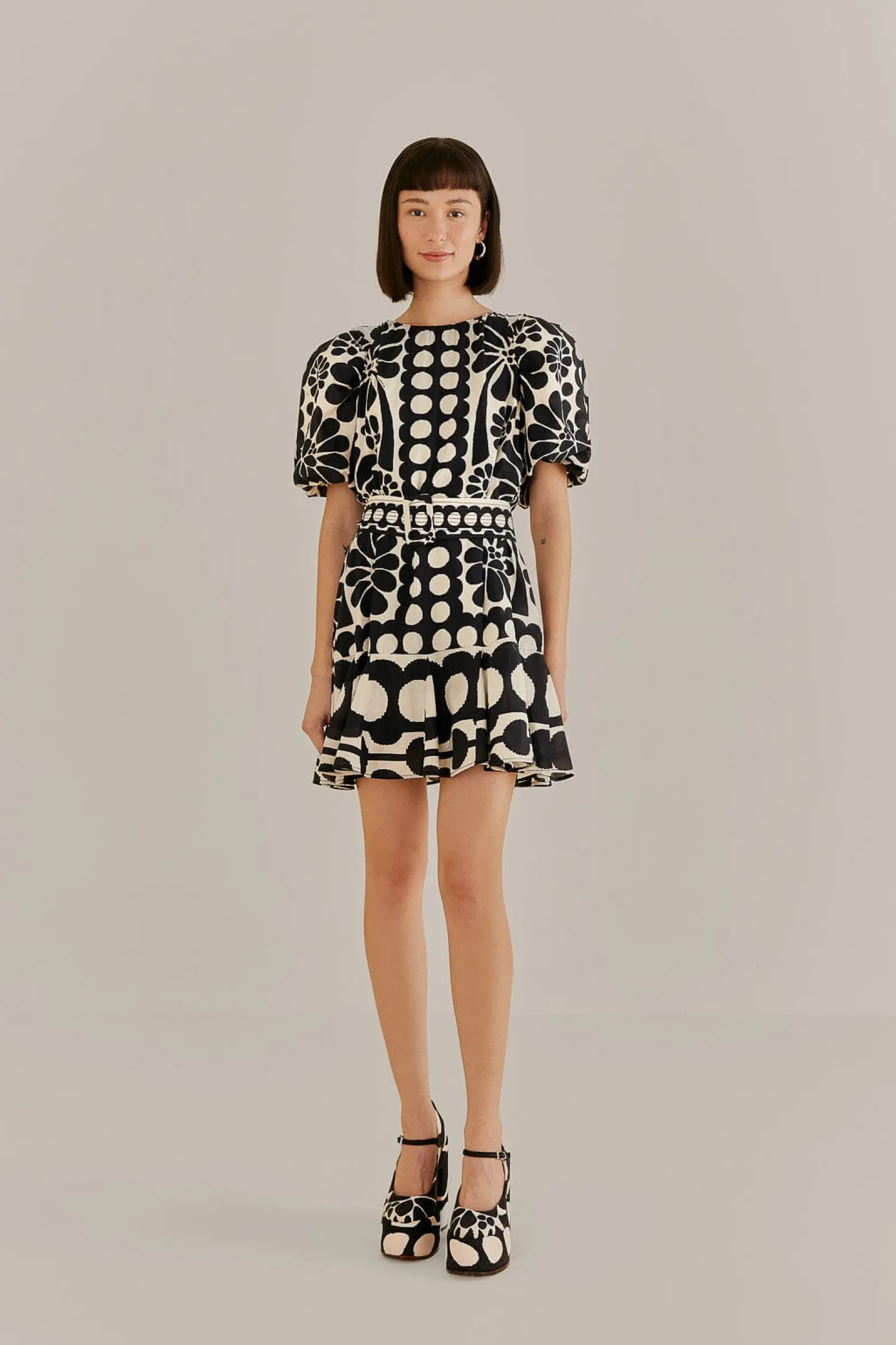 BLACK PALERMO PUFF SLEEVE MINI DRESS