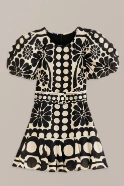 BLACK PALERMO PUFF SLEEVE MINI DRESS