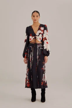  BLACK PEONY LONG SLEEVE BLOUSE