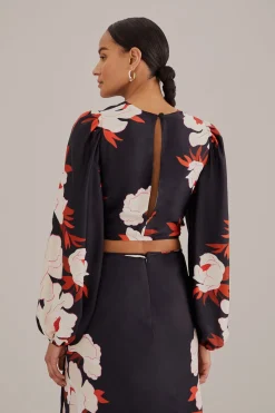  BLACK PEONY LONG SLEEVE BLOUSE