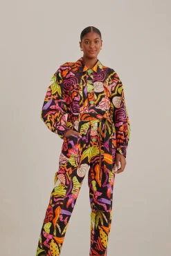 BLACK PSYCHEDELIC GARDEN JUMPSUIT
