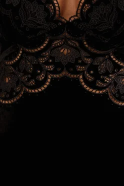  BLACK RICHELIEU VELVET SLIP DRESS