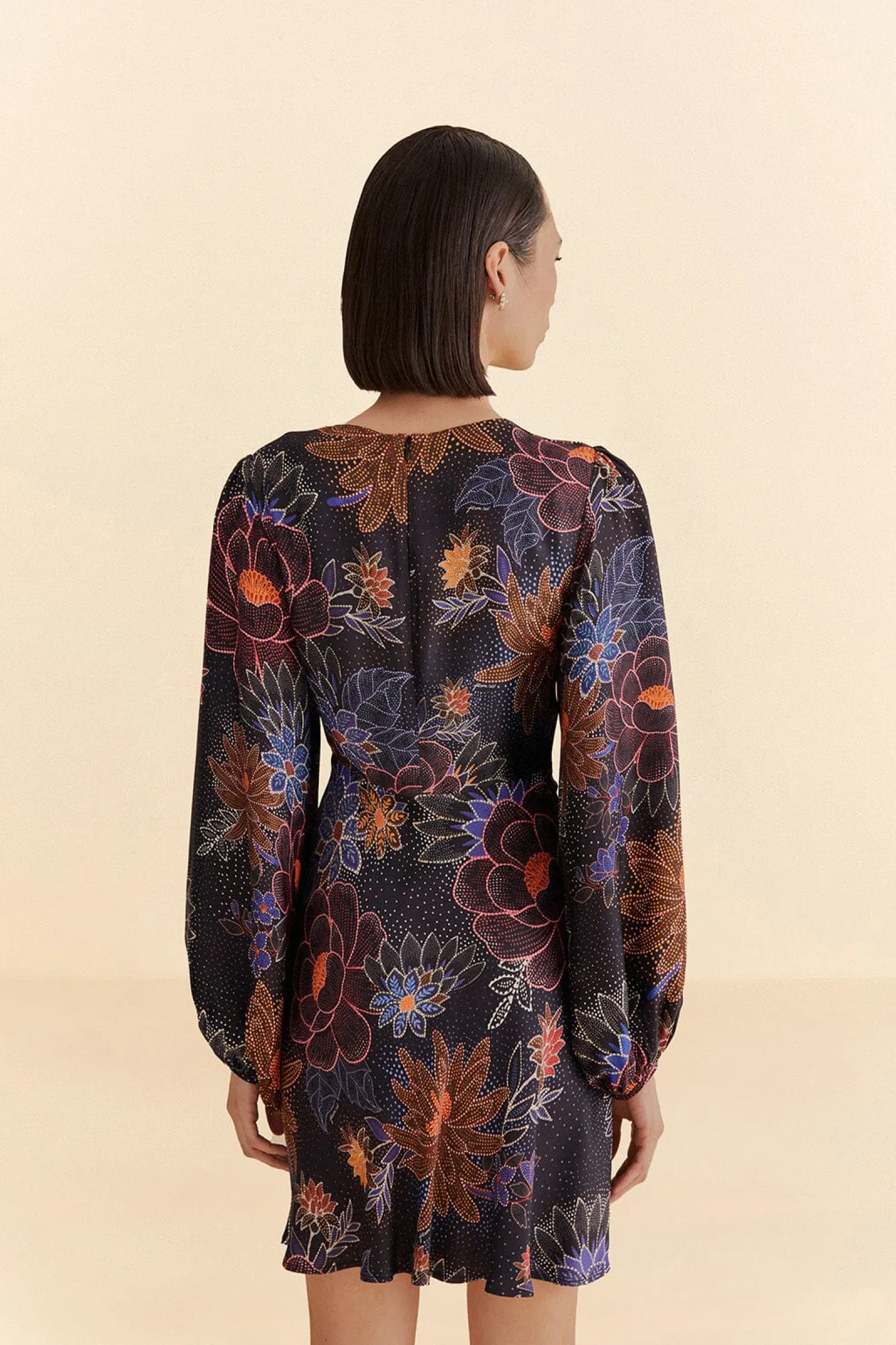 BLACK SPARKLE FLOWERS MINI DRESS