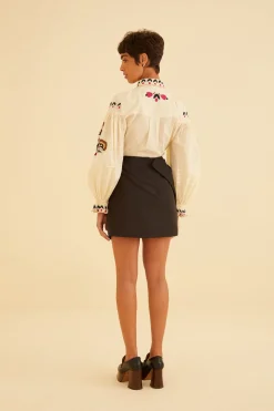  BLACK TAFFETA MINI SKIRT