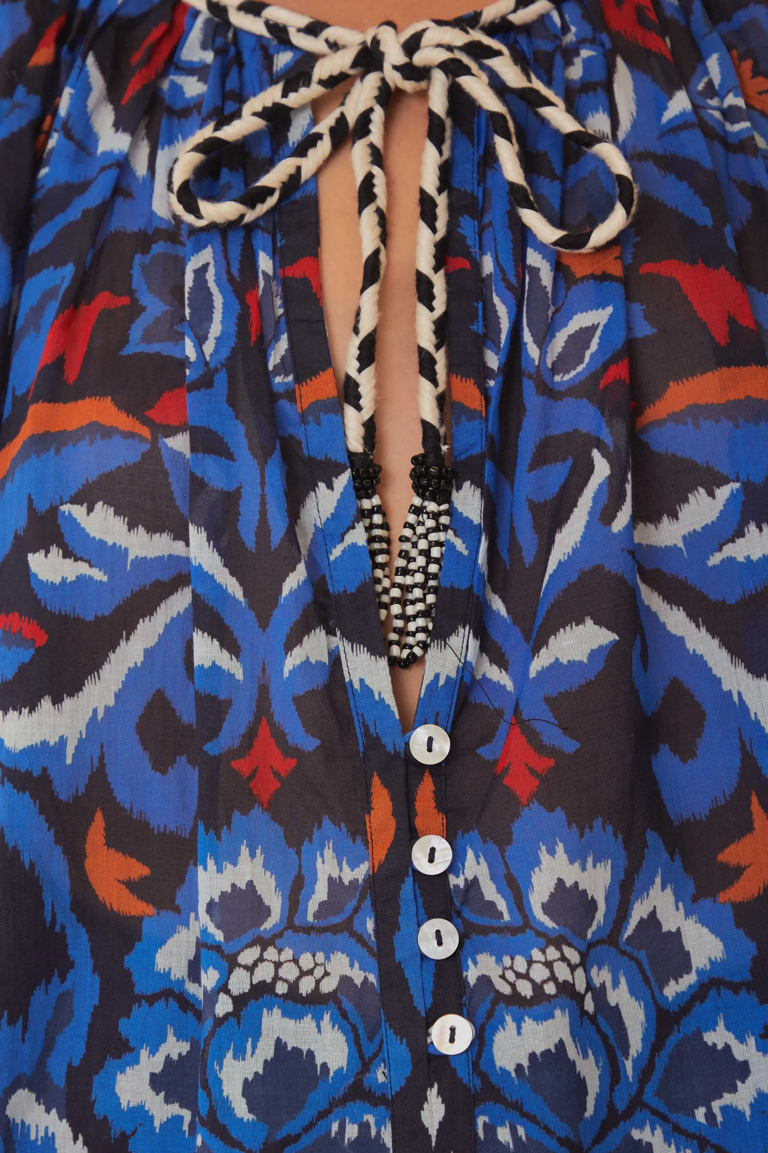 BLACK TOUCANS SCARF BLOUSE