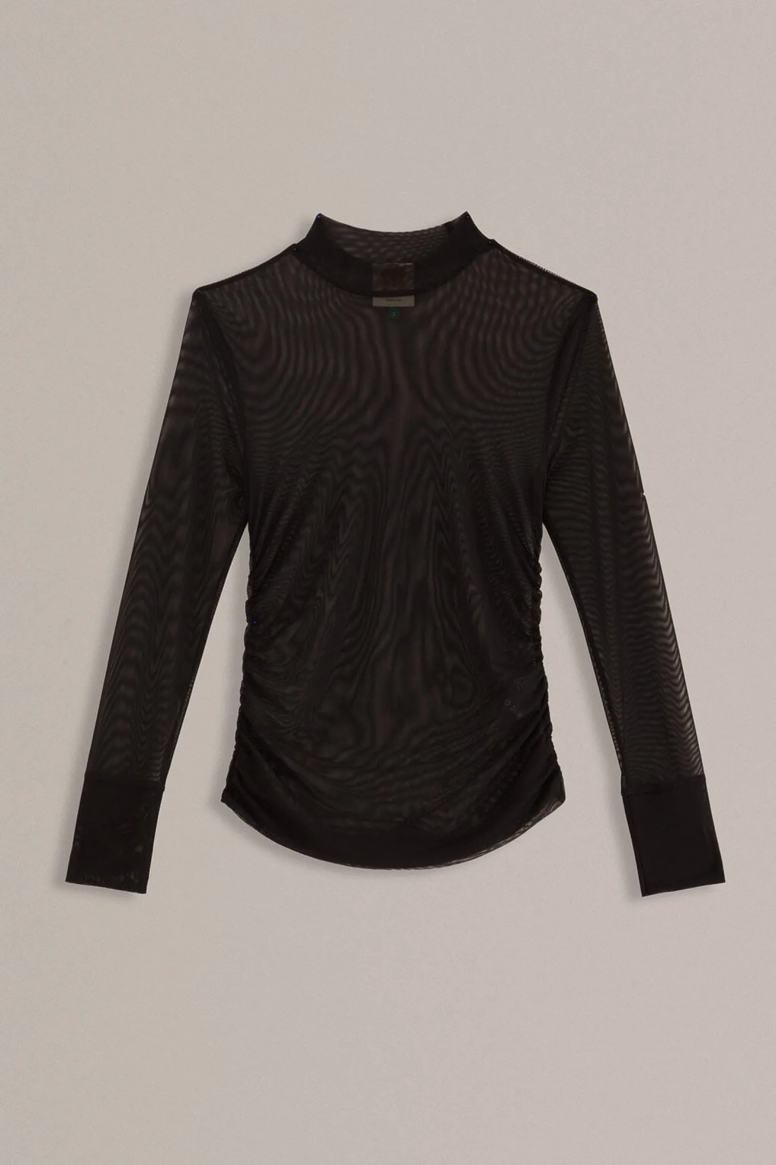 BLACK TULLE LONG SLEEVE BLOUSE