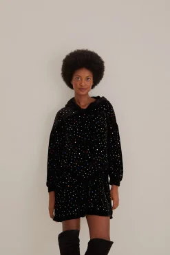  BLACK VELVET LONG SLEEVE MINI DRESS
