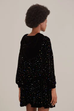  BLACK VELVET LONG SLEEVE MINI DRESS