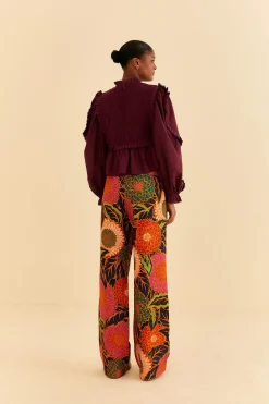 BLACK VINTAGE GARDEN LOW WAISTED PANTS