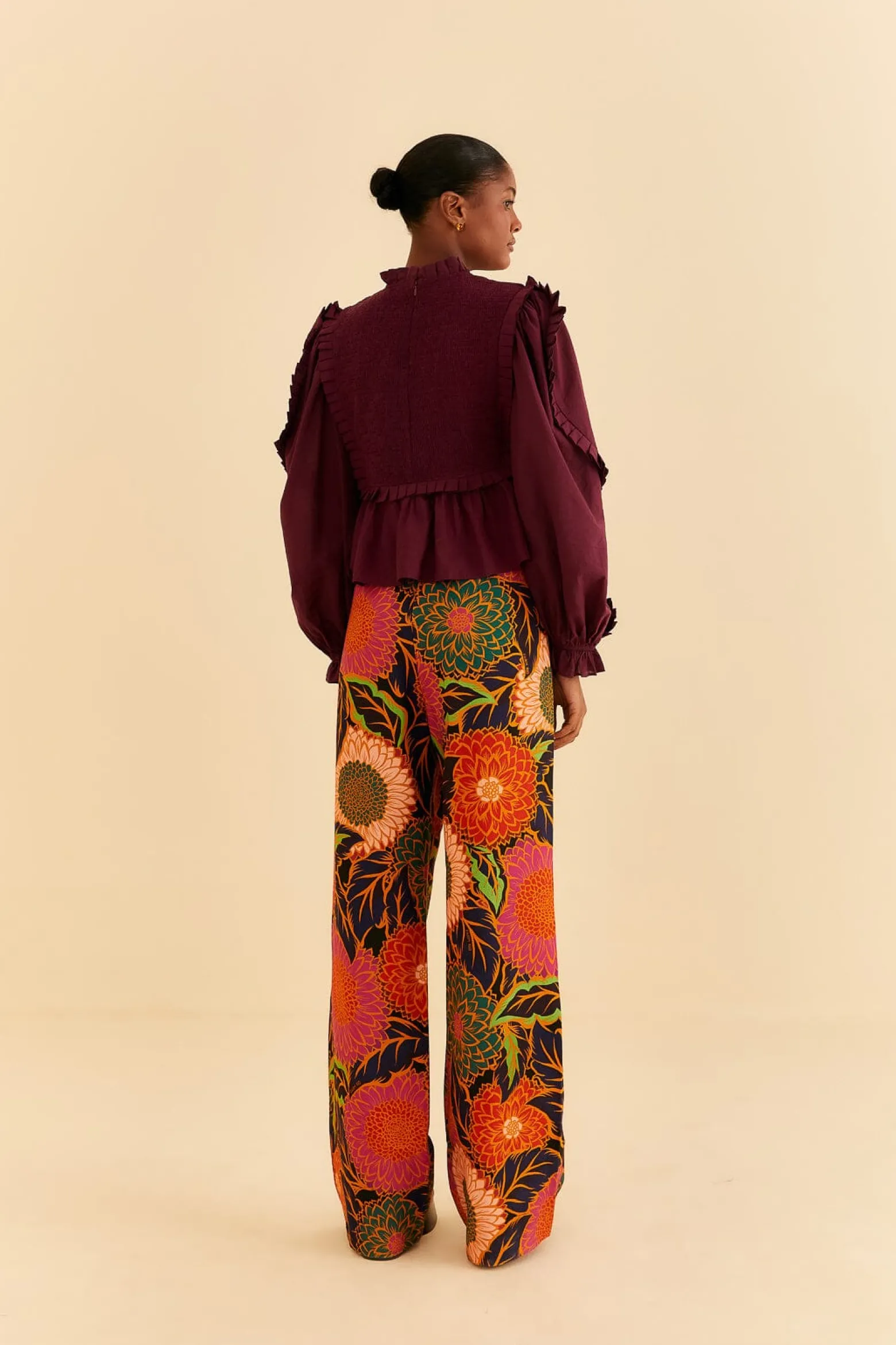 BLACK VINTAGE GARDEN LOW WAISTED PANTS