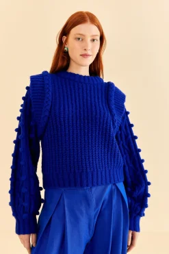 BLUE BRAIDED SWEATER