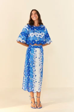  BLUE FLOWER STRIPES CROP TOP