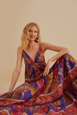  BLUE FOREST MOSAIC SLEEVELESS MAXI DRESS