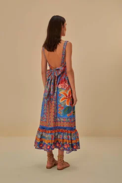 BLUE STITCHED GARDEN MAXI DRESS