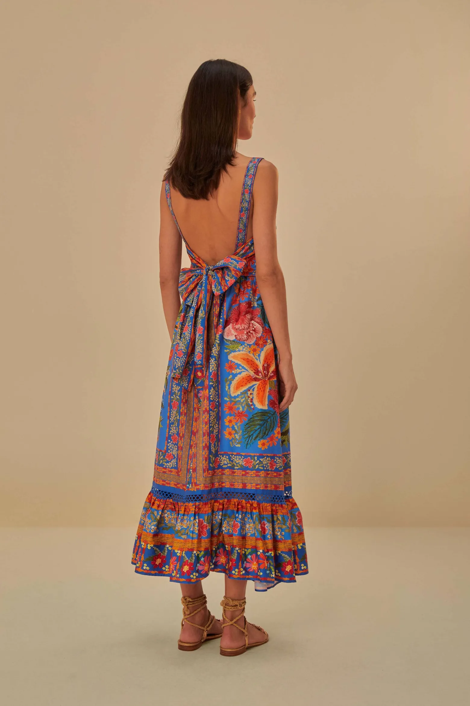 BLUE STITCHED GARDEN MAXI DRESS