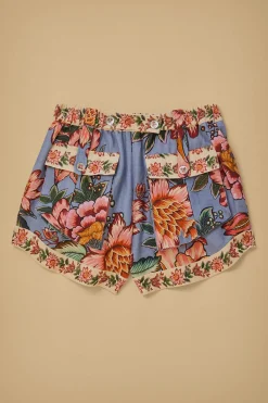 BLUE WONDERFUL BOUQUET EUROFLAX™ LINEN SHORTS