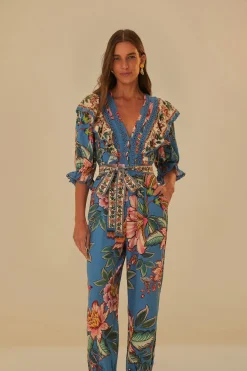  BLUE WONDERFUL BOUQUET LENZING™ ECOVERO™ EUROFLAX™ JUMPSUIT