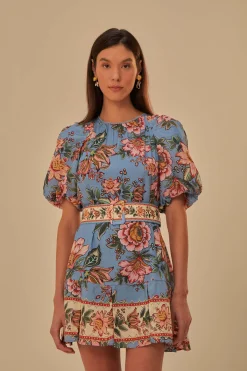 BLUE WONDERFUL BOUQUET MINI DRESS