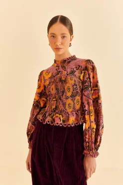 BLUSH GARDEN BLOOM SMOCKED BLOUSE