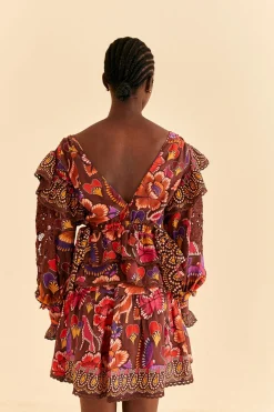 BROWN BRIGHT FLORA BLOUSE